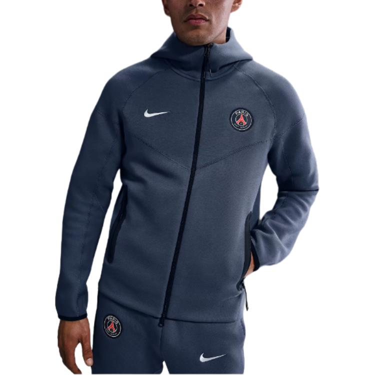 Nike Logo Zip-Up Hooded Long Sleeve Jacket Men jackets Diffuse-Blue HJ6432-491