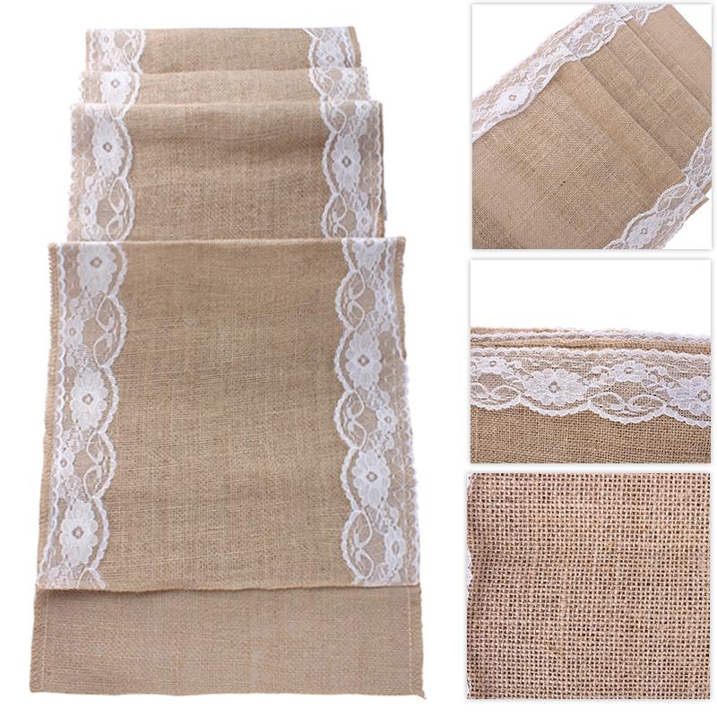 Burlap Hessian Lace Wedding Table Runner Natural Jute Rustic Country ...