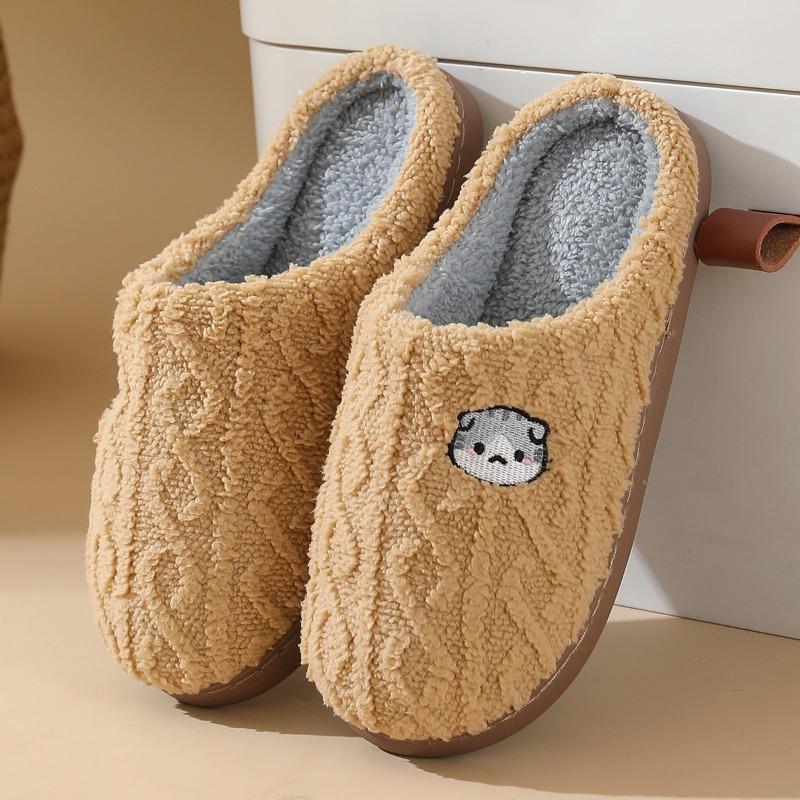 

Мужские хлопковые тапочки с вислоухим котом для дома, осень-зима, комнатные, нескользящая толстая подошва, домашние теплые плюшевые тапочки 44-45 хаки