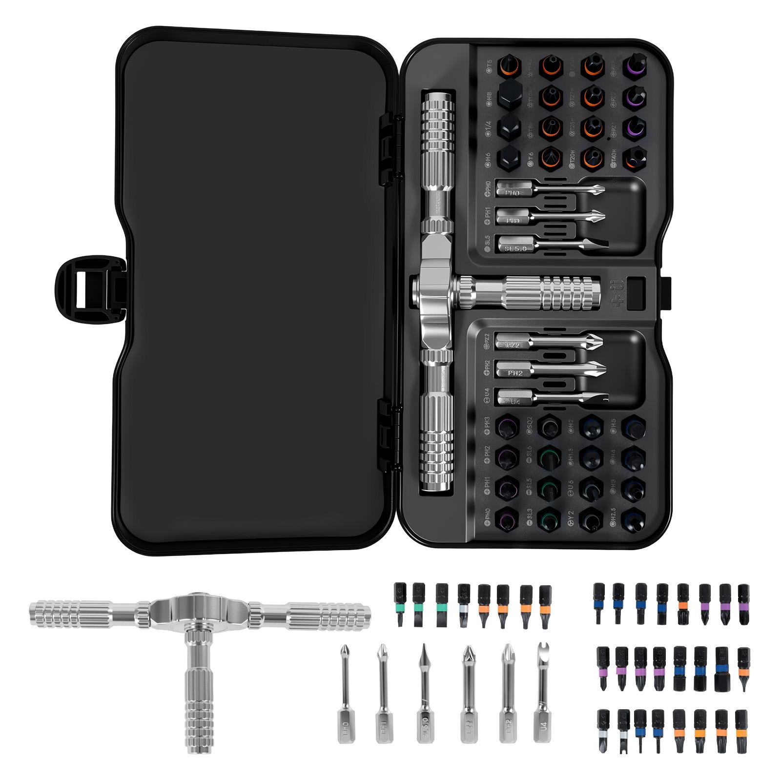 

Precision 40 in 1 Magnetic Ratchet Screwdriver Set Detachable T - handle magneticizer Fix furniture electronics & glasses