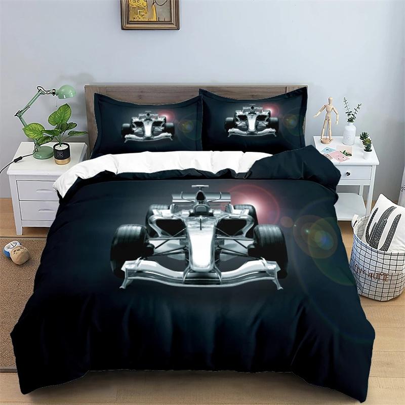 3D Car King Queen Duvet Cover Vintage Lightweight Train Bedding Set for Teens Adult Racing Supercar 2/3pcs Polyester Quilt Cover