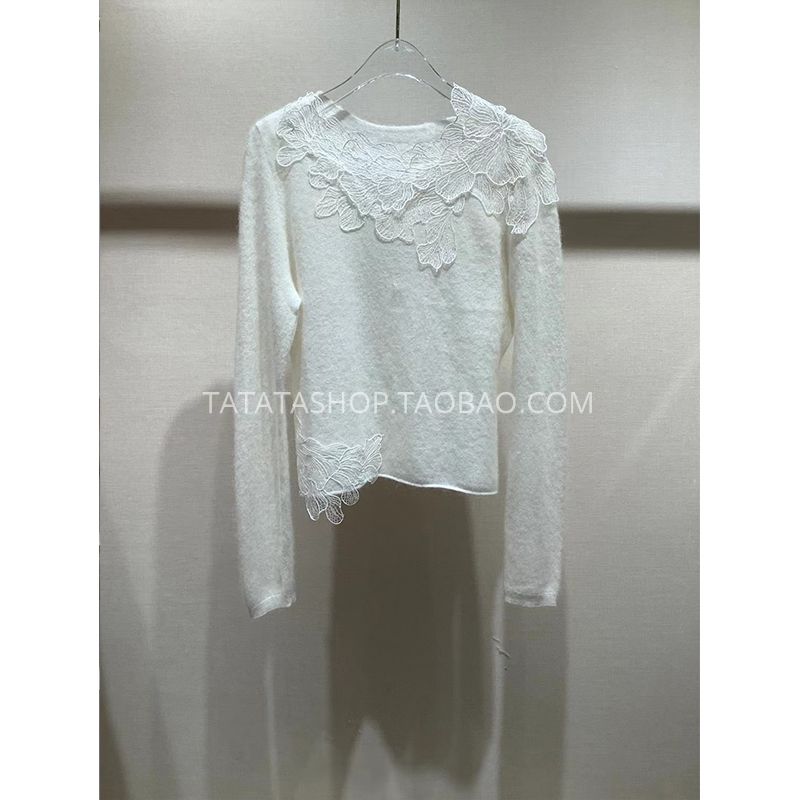 

Надвигающийся, Трогательный и Женственный! Свитера из шерсти альпаки с водорастворимым кружевом White S