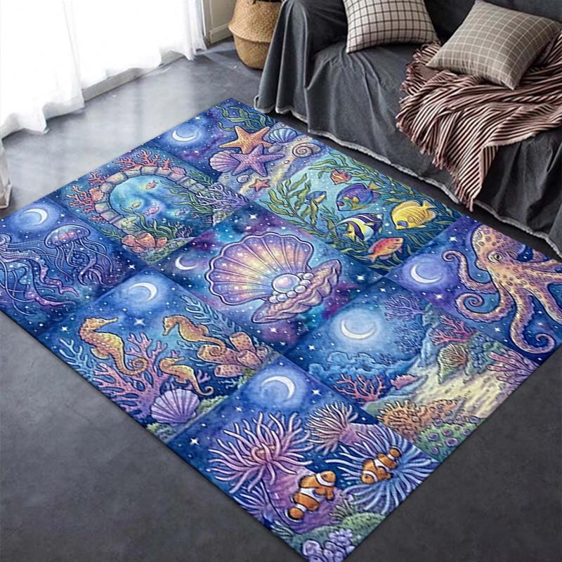 2025 New Dreamy Watercolor Ocean Carpet Rug for Living Room Bedroom Home Sofa Decoration,Kids Play Non-slip Floor Mat04