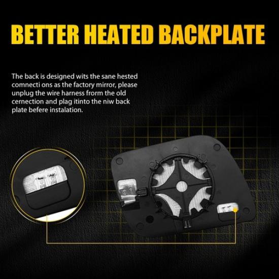 Driver Passenger Side Heated Spotter Convex Mirror Glass For Ford 45615 Explorer