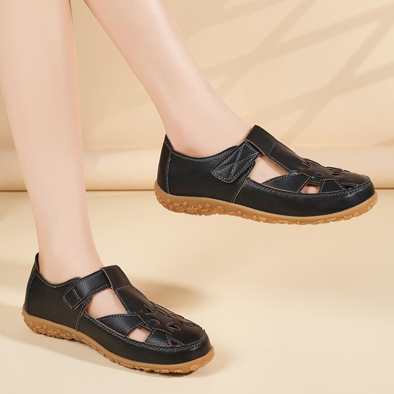 Women's Leather Sandals Summer Essentials Mary Jane Beach Flat Shoes Casual Soft Roman Sandals for Girl Plus Size