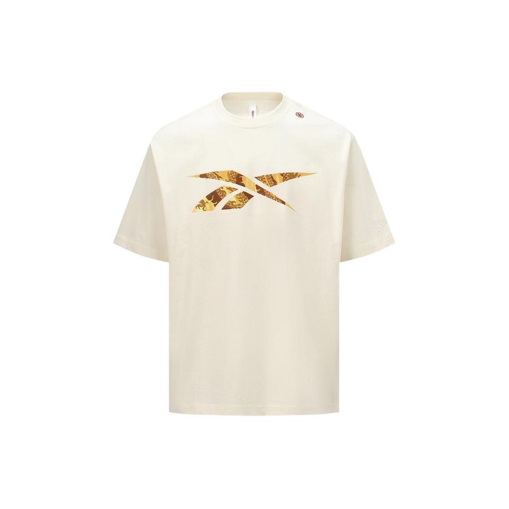 Reebok Cny Series Logo Embroidered Knitted Loose Short Sleeve T-Shirt Unisex Tops Off-White 24SRC425UGW2