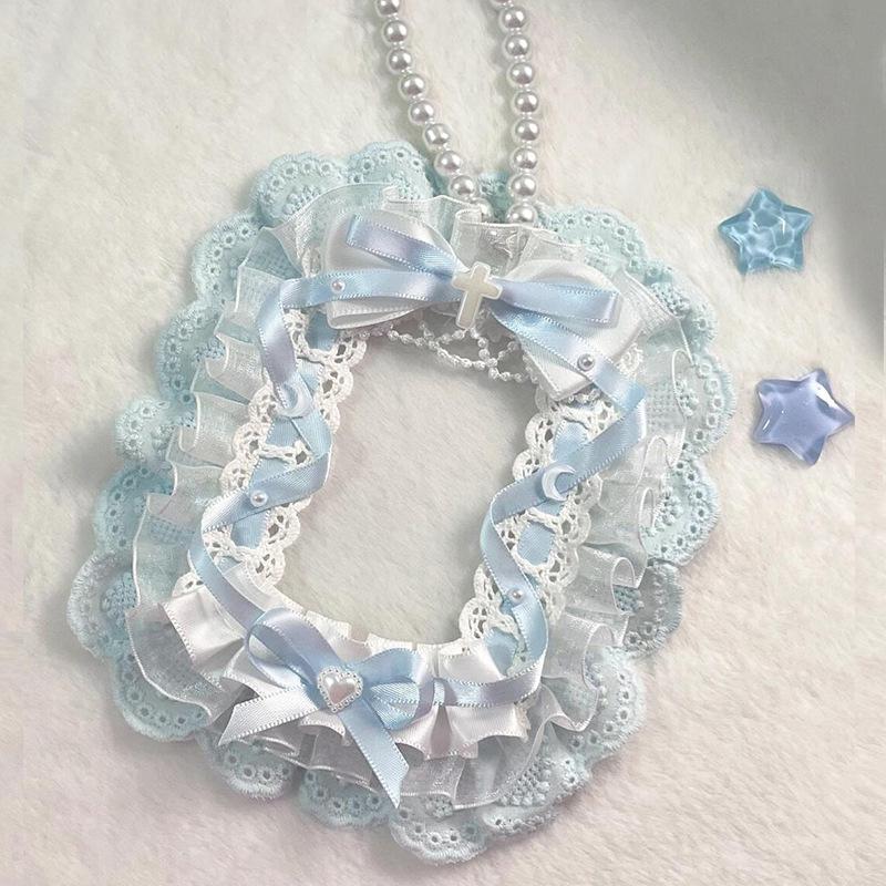 

Ручная работа Лолита Голубое Кружево Гука Аниме Держатель для Карт Шарм