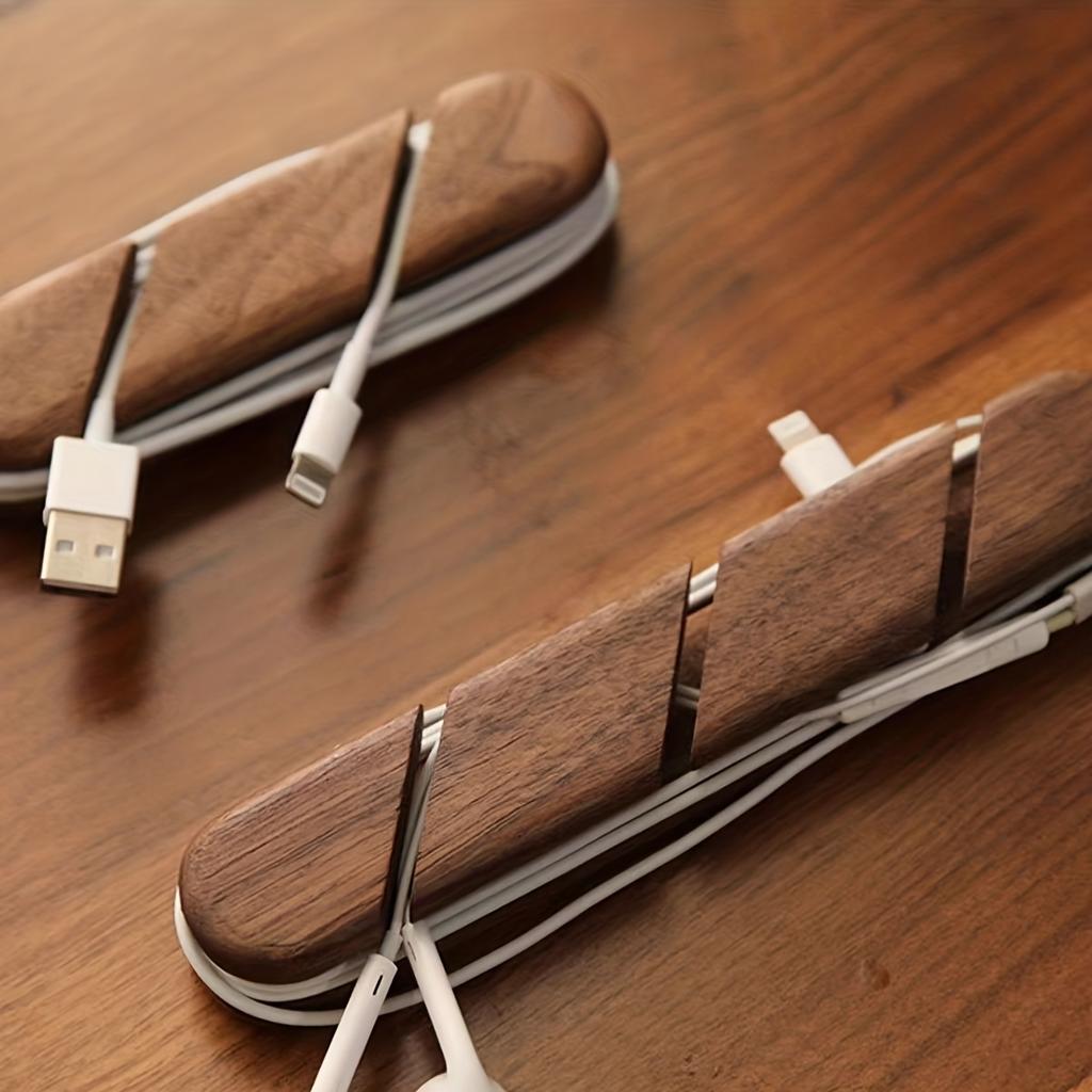 1PC Solid Wood Cable Clip-on Cable Organizer, Suitable for USB Charging Cables, Power Cords, and Mouse Cables. Wooden Cable Holder, Cable Organizer.