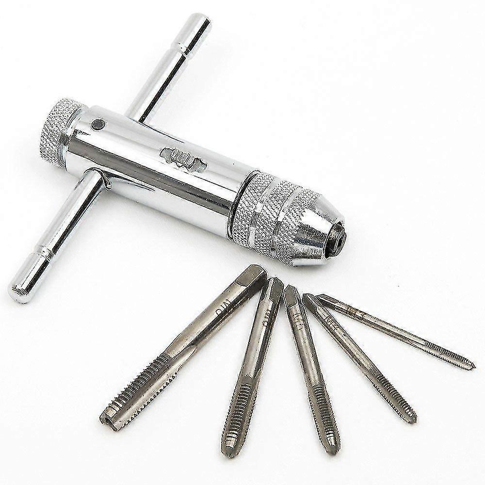 Hand Taps | Metric Taps | Taps And Dies | M3 M4 M5 M6 M8 Taps | Thread Taps | With Reversible Tap Holder With Ratchet - RiRi