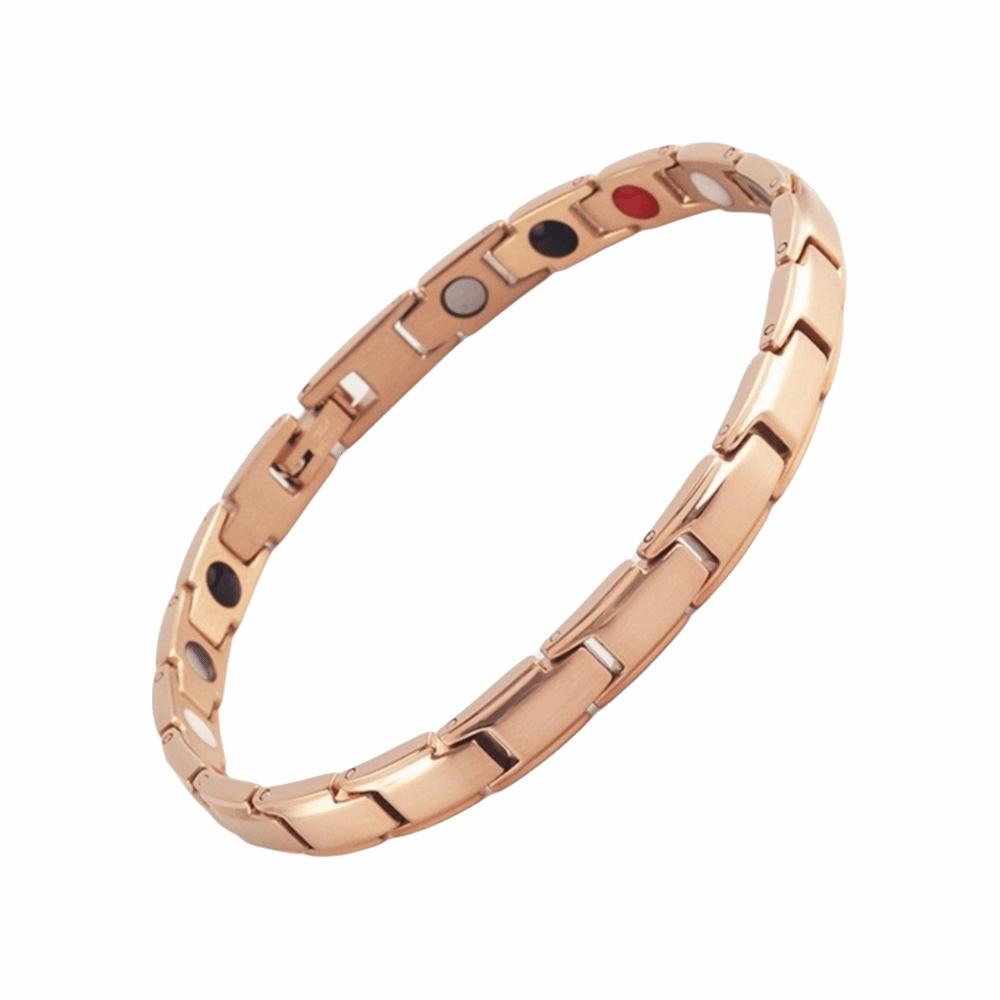 

Retro Stainless Steel Bracelet Adjustable Magnetic Link Chain Gift Magnet Couple Bracelets Daily рожевий колір золота