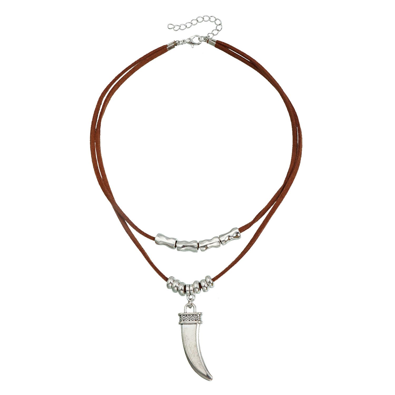 

Classic Western Denim Turquoise Knife Flannel Rope Necklace Versatile Temperament Necklace