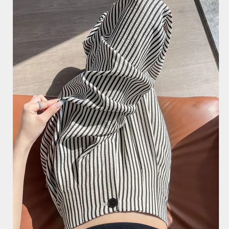 Women's High-Waisted Striped Casual Pants: Summer 2025 Wide-Leg Cover-Up