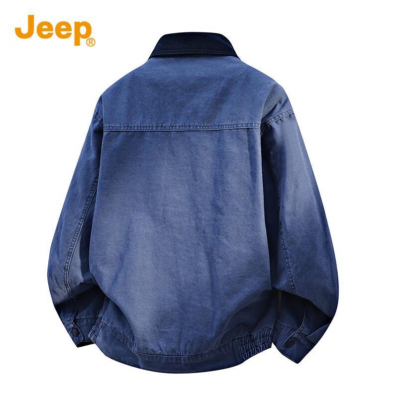 Jeep Men's Contrast Collar Cotton Casual Jacket