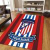 Custom Name Atletico De Madrid Flannel Pattern Square Carpet,Area Rug,Carpet Rug for Living Room Bedroom Sofa Playroom Decor,Non-slip Floor Mat