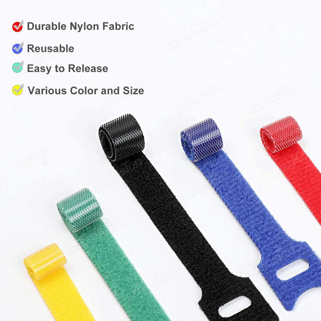10/20/5pcs Releasable Cable Ties Wire Organizer Fastening Reusable Cable Tie Straps Nylon Hook Loop Wire Tie Cable Winder Tape