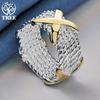 925 Sterling Silver Gold Letter X Ring Jewelry