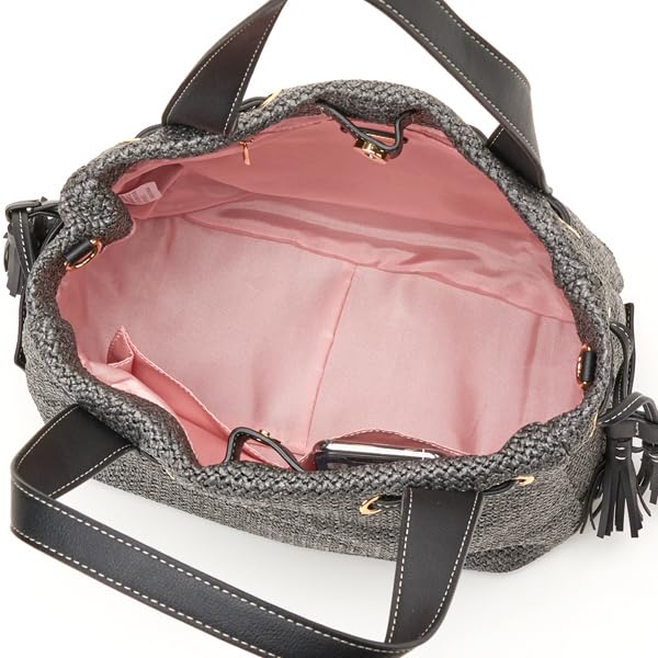 Labagagerie Side Tassel Summer Tote, Medium, B007202, Ivory (33)