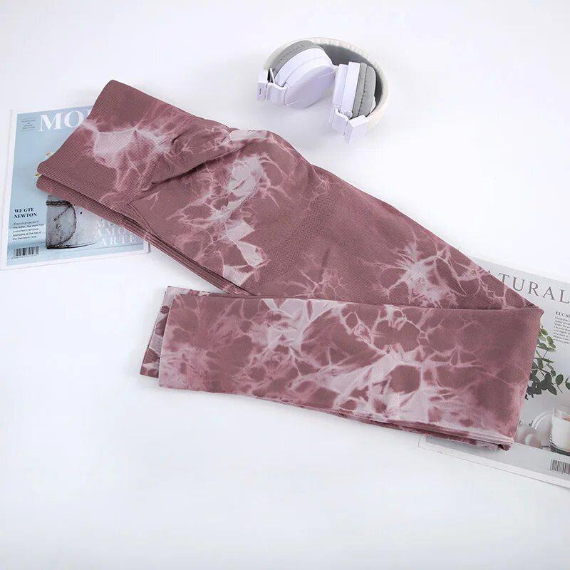2023 Women's High-Waist Tie-Dye Seamless Butt-Lifting Yoga Pants with Jacquard Design