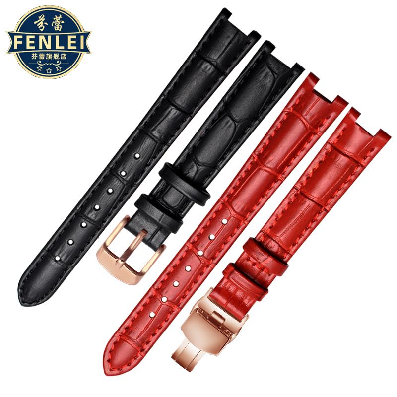 Pro Rossini 516752 616764 517784 5758G Zářez Řetízek na hodinky Řemínek z hovězí kůže Červený náramek Pánský Dámský 14mm 16mm 18mm Řemínek