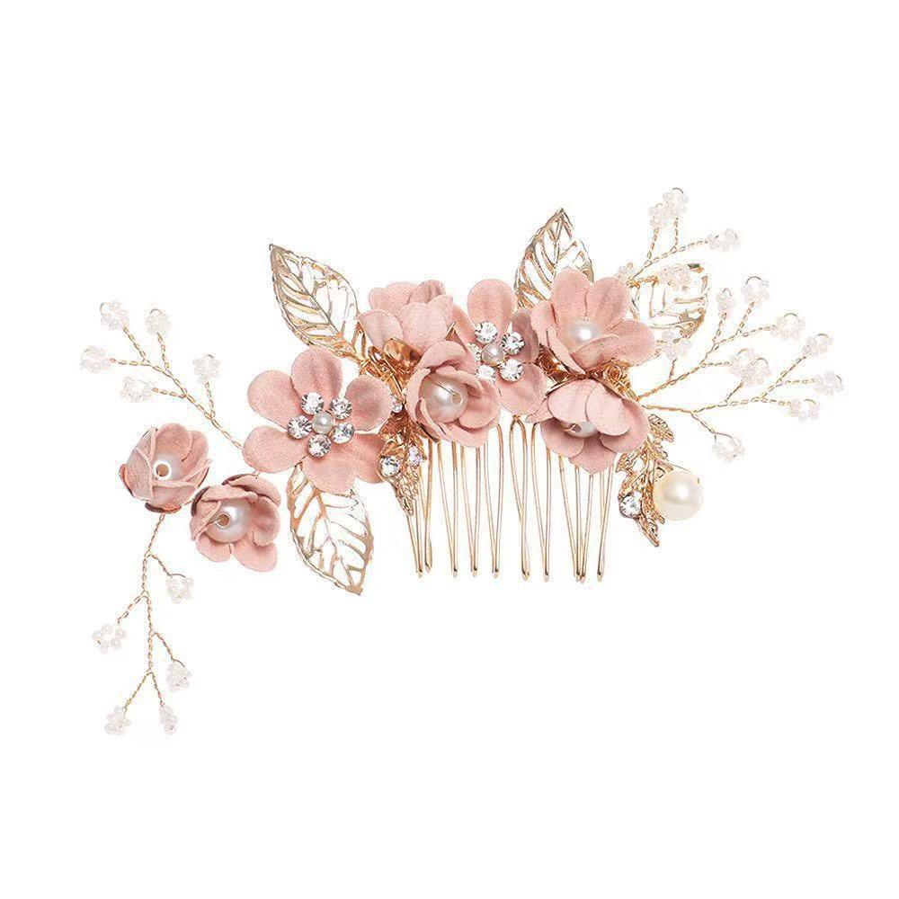 Gold Bridal Headwear: Handmade Pearl Hair Accessories Set