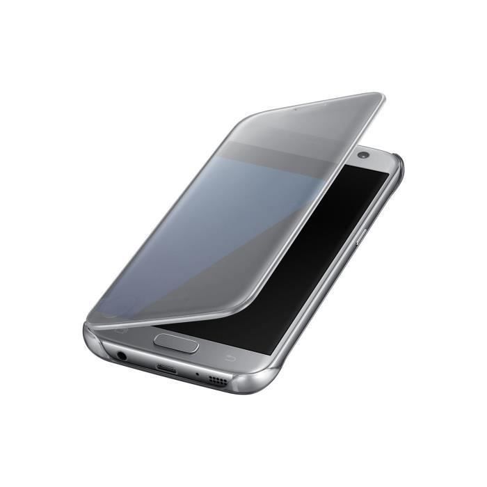Samsung - Étui Folio Argent clapet translucide Original pour Samsung Galaxy S7