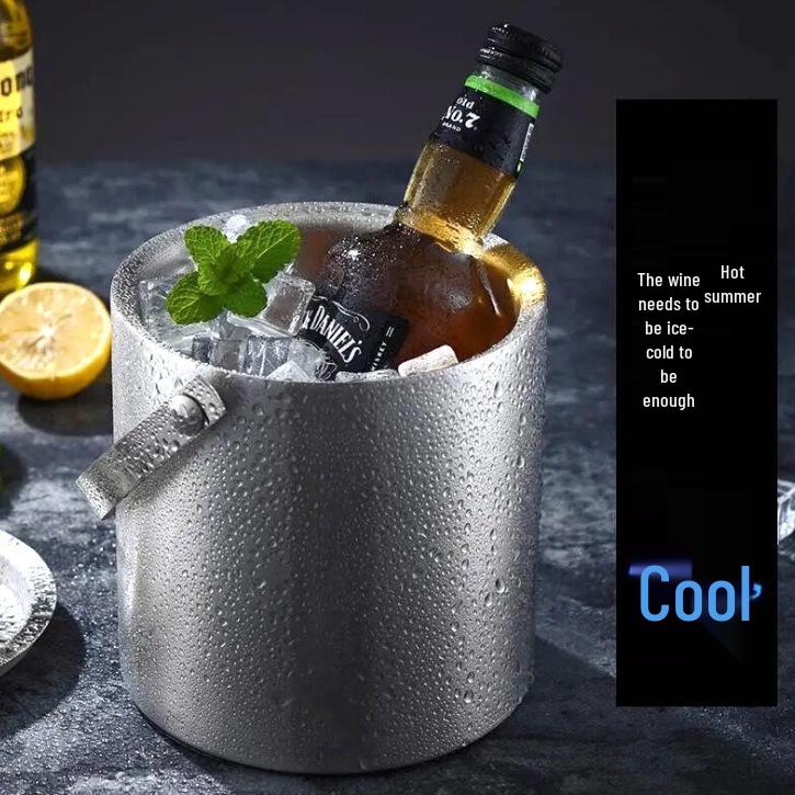 3L Stainless Steel Double-Layer Insulated Ice Bucket & Creative Beer/Wine Barrel Lunch Box