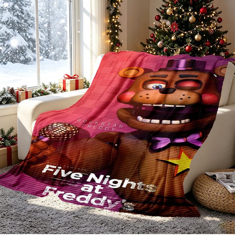 Five Nights at Freddy's Pattern Blanket for Home Decoration, Bed, Sofa, Car Travel, Camping, Suitable for All Seasons, Birthday Christmas Gift