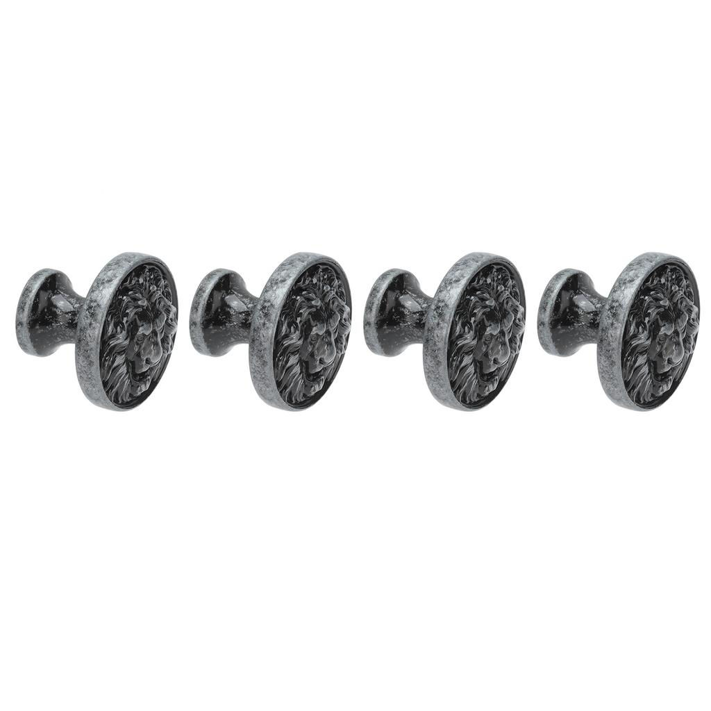 4Set Lion Head Zinc Alloy Cabinet Door Handle Modern Antique Cartoon Solid Drawer Pull Circular