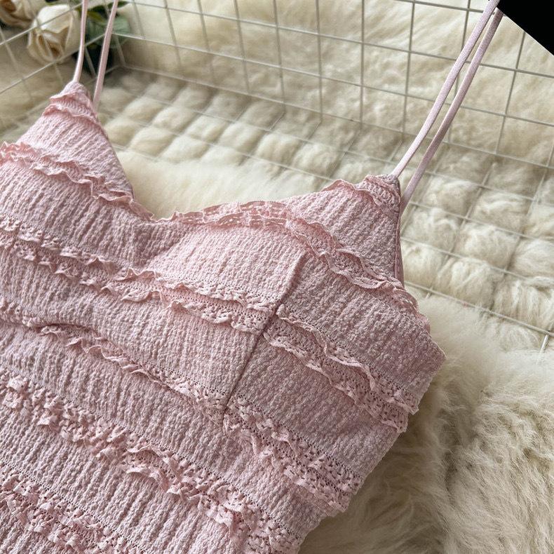 Summer Women's Camisole Top Short Hem Half-body Skirt Suit