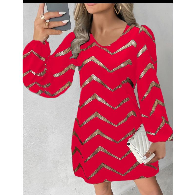 YYFS Women's Fashion Spring Autumn Long Sleeve U-Neck Casual Dresses