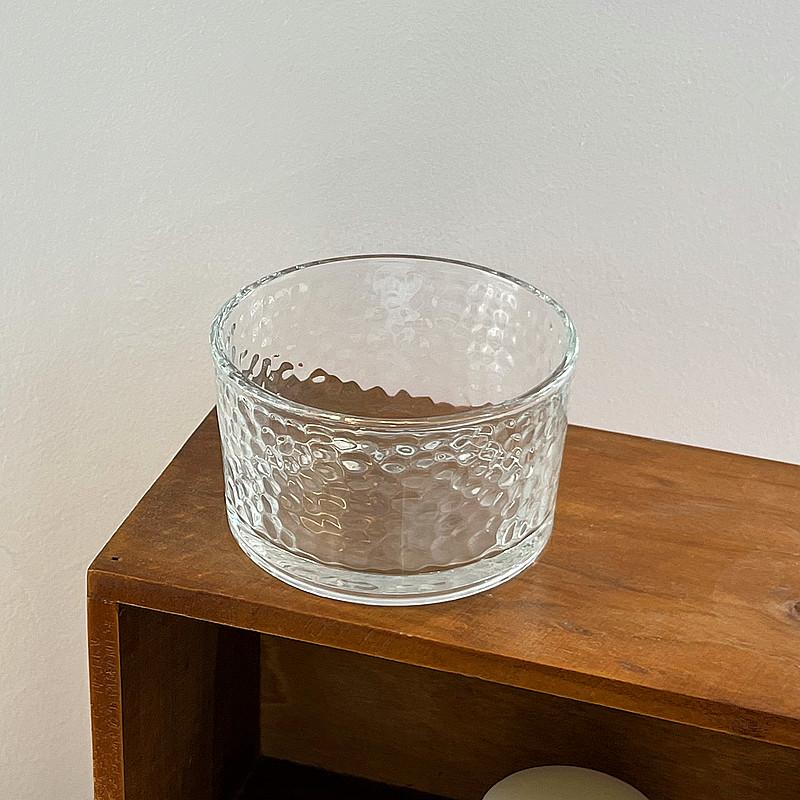 Nordic Clear Glass Dessert Bowl Hammer Pattern Bird's Nest Design Yogurt Pudding Cup Ice Cream Breakfast Bowl For Home