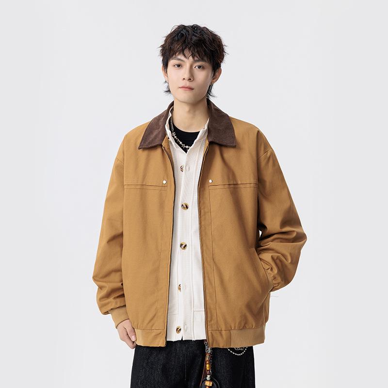 

Американская мужская куртка винтажный лацкан новая базовая повседневная куртка трендовая свободная мужская куртка топ 3XL