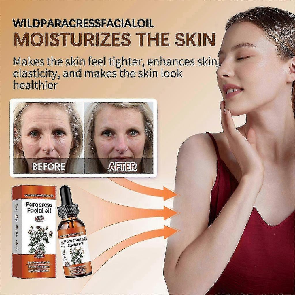 3X Raw Paracress Facial Oil, Pure Organic Paracress Facial Oil, Paracress Anti-Wrinkle Serum, Smooth Fine Lines And Wrinkles-lrg