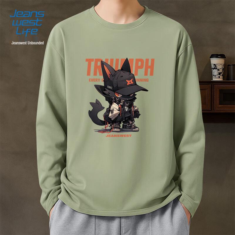 JEANSWEST LIFE Men's Retro Cotton Long Sleeve T-Shirt