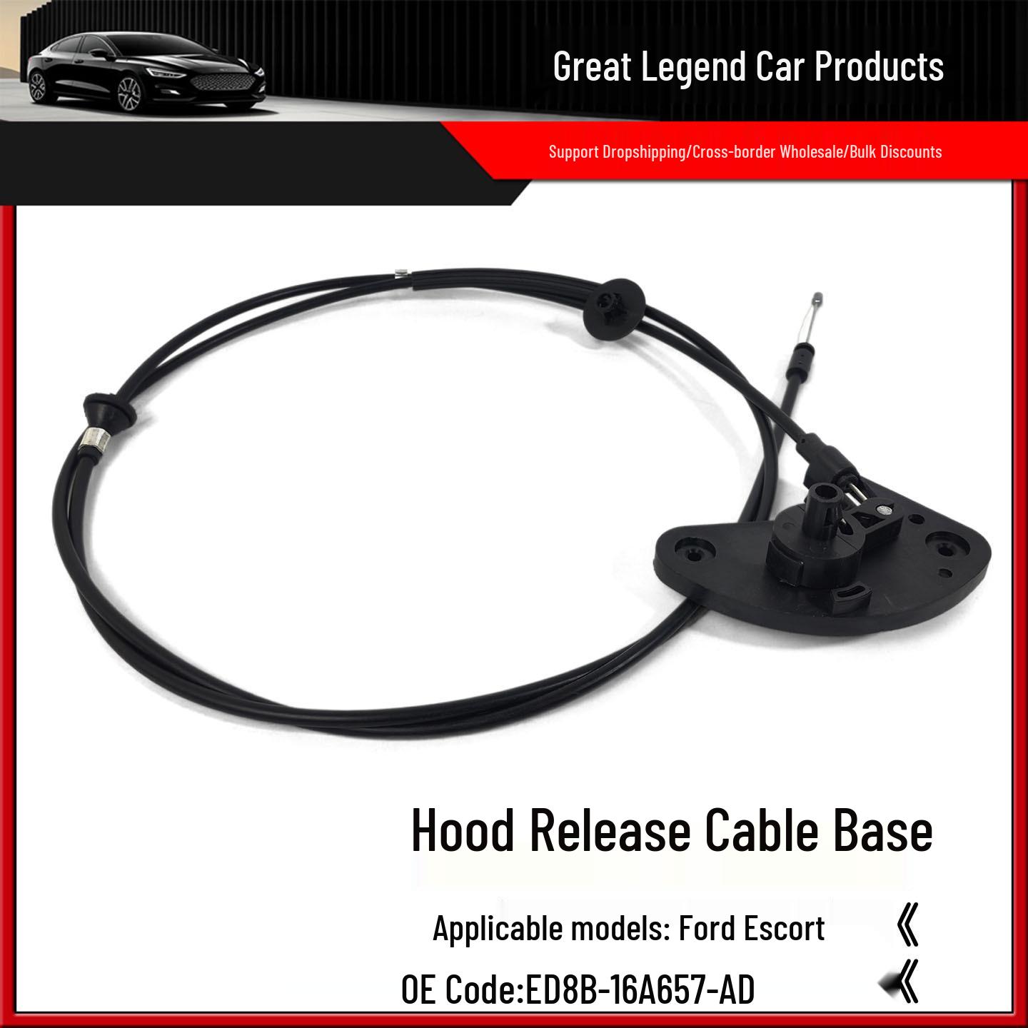 ED8B16A657AD Front Hood Release Cable for 15 Ford Escort Models Neutral