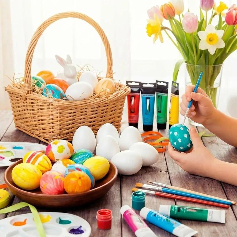 100/10pcs Foam Easter Eggs 6cm Fake Eggs Handmade DIY Color Painting Crafts Kids Toys Easter Party Decoration Supplies Wholesale