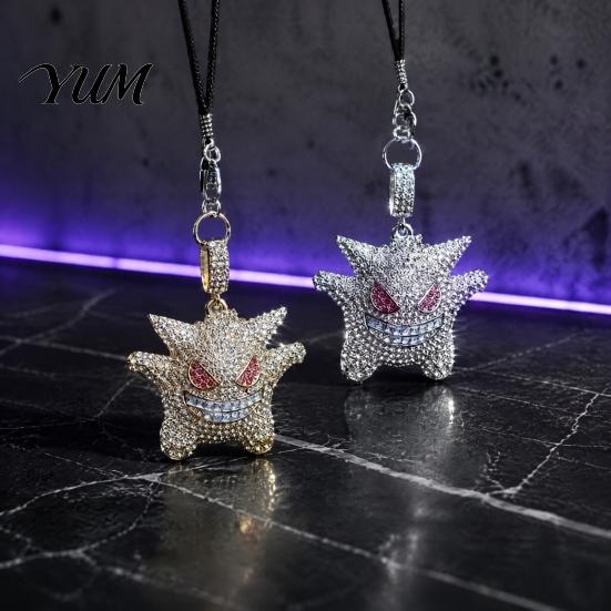 Cute Cartoon Auto Accessories Bling Car Accessories, Rhinestone Devil Rear View Mirror Three Dimensional Ornament Charm, Halloween Interior