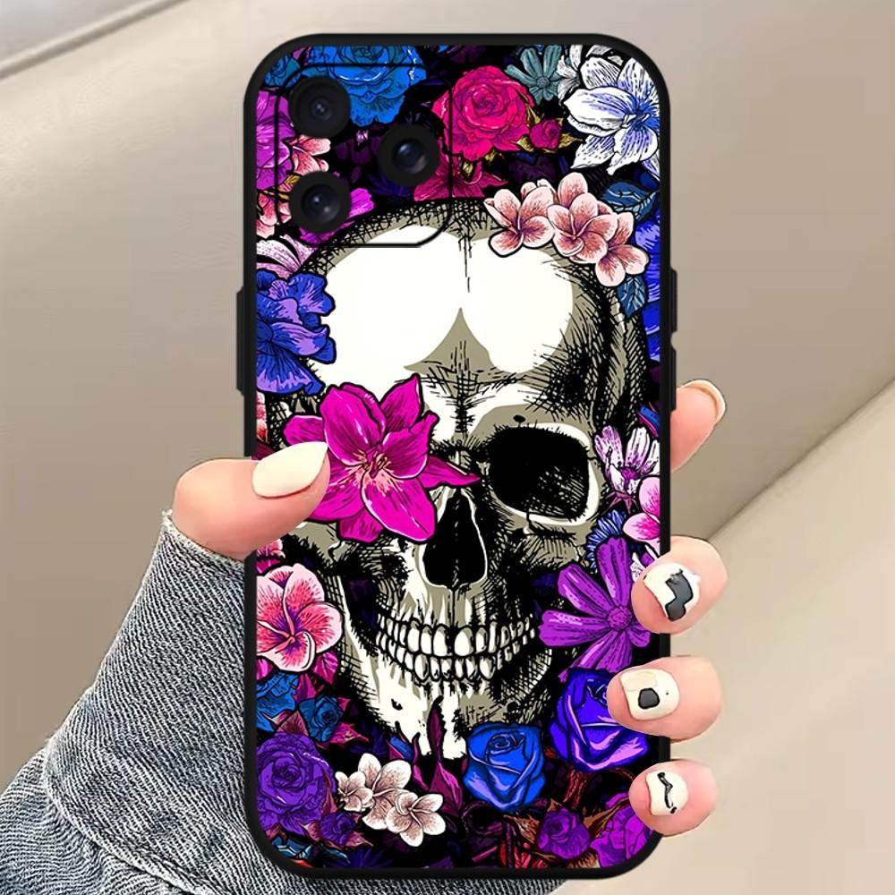 Deluxe Skull Dead Flowers Phone Case For Xiaomi 10 12 Poco M3 X3 Nfc Redmi 10 11S Lite Ultra 4G 5G Black Soft Shelll