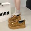 Thick-soled heightening lace-up women's autumn new retro soft-soled casual versatile low-top loafers