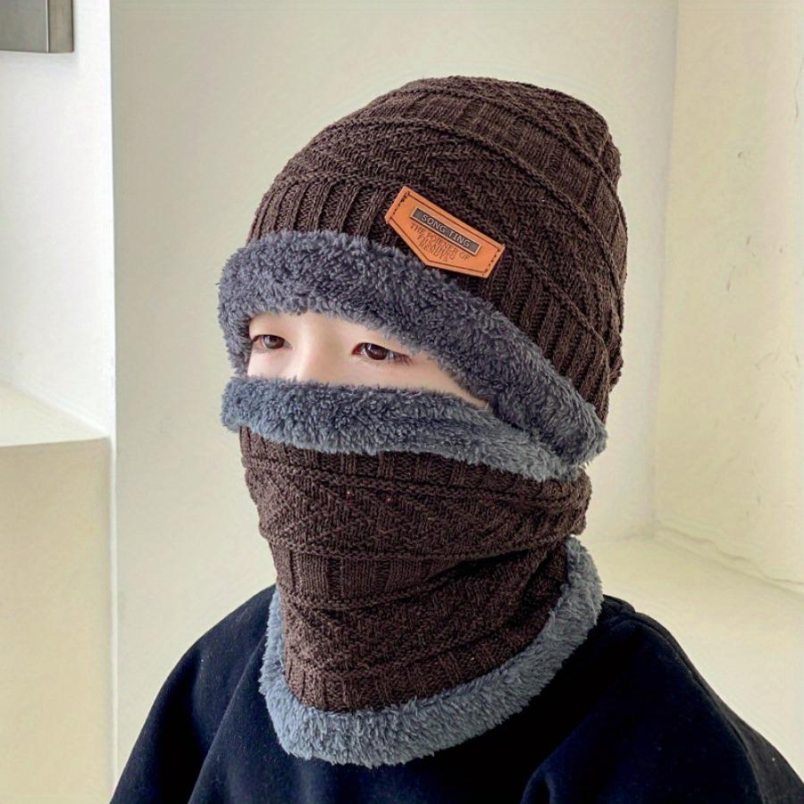 

Дитячий зимовий набір шарфів Модна шапка-біні Тепла шапка Набір шарфів На шию чохол В язана флісова товста лижна шапка Тепла шапка-балаклава кавовий