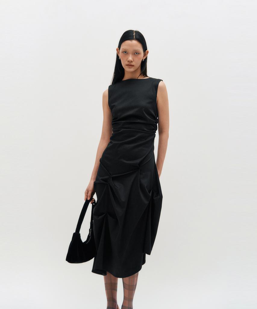 Kimjisu Dozi - Sleeveless Pinched Long Dress _ Black
