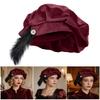 Renaissance Feather Hat Light Weight Polyester Medieval Beret Cap For Men Women Kid Halloween Renaissance Themed Event
