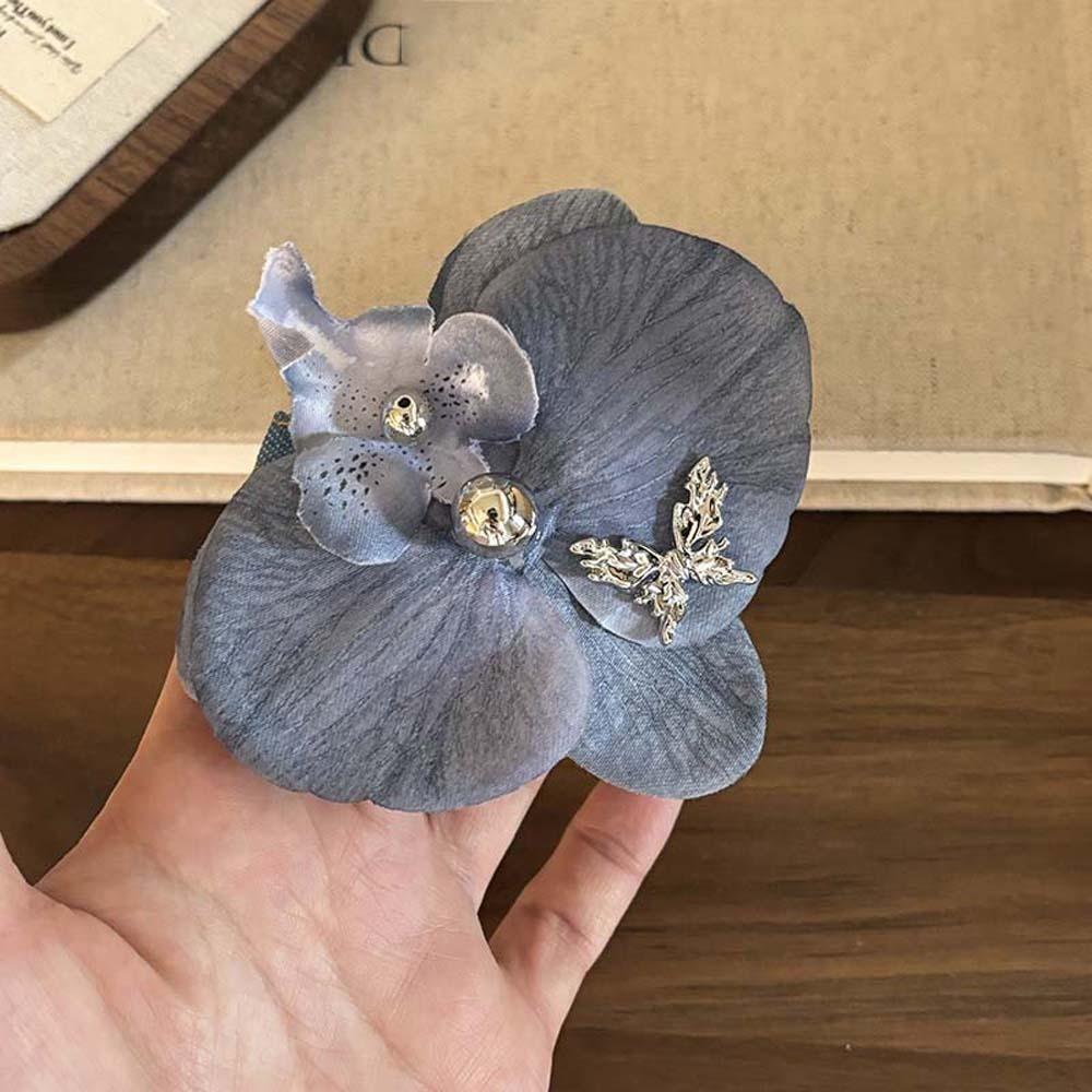 Pearl Flower Shark Clip Cloth Bohemian Style Hairpin Cute Butterfly Orchid Hair Clip  Gifts