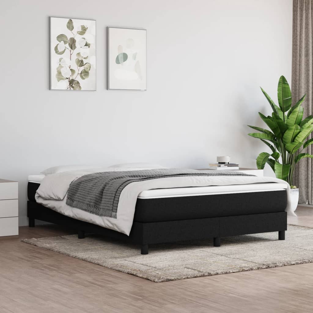 Box Spring Bed with Mattress Black 140 x 190 cm Fabric