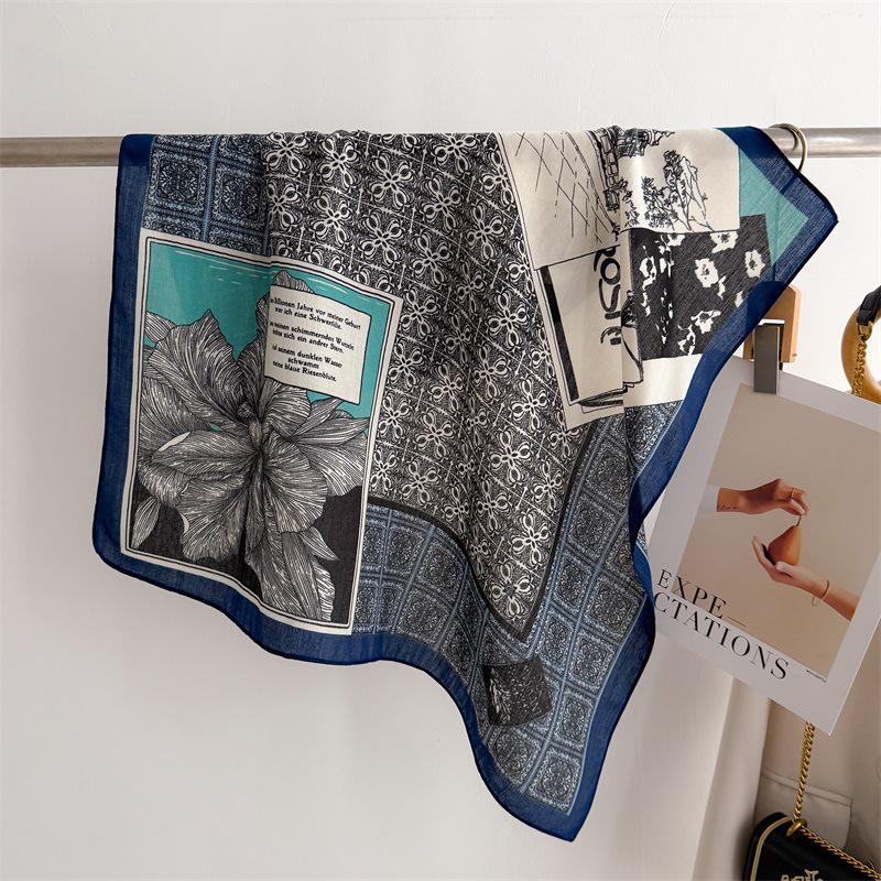 Eșarfă elegantă de mătase 2025: Design japonez și coreean, Stil subțire de vară, Protecție pentru gât