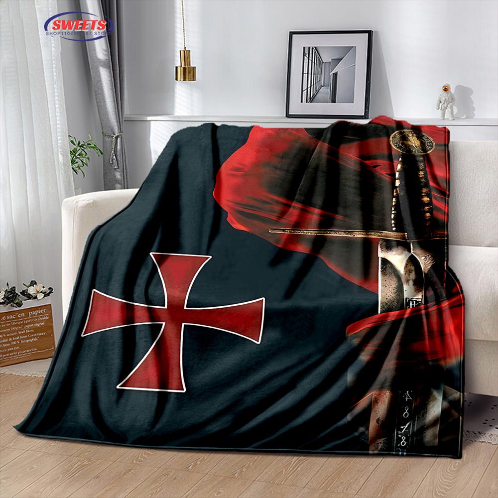 Crusade Cross Templar Knight 3D Printed Flannel Blanket for Bed Bedroom Sofa Picnic Throw Blanket for Cover Outdoor Leisure Nap