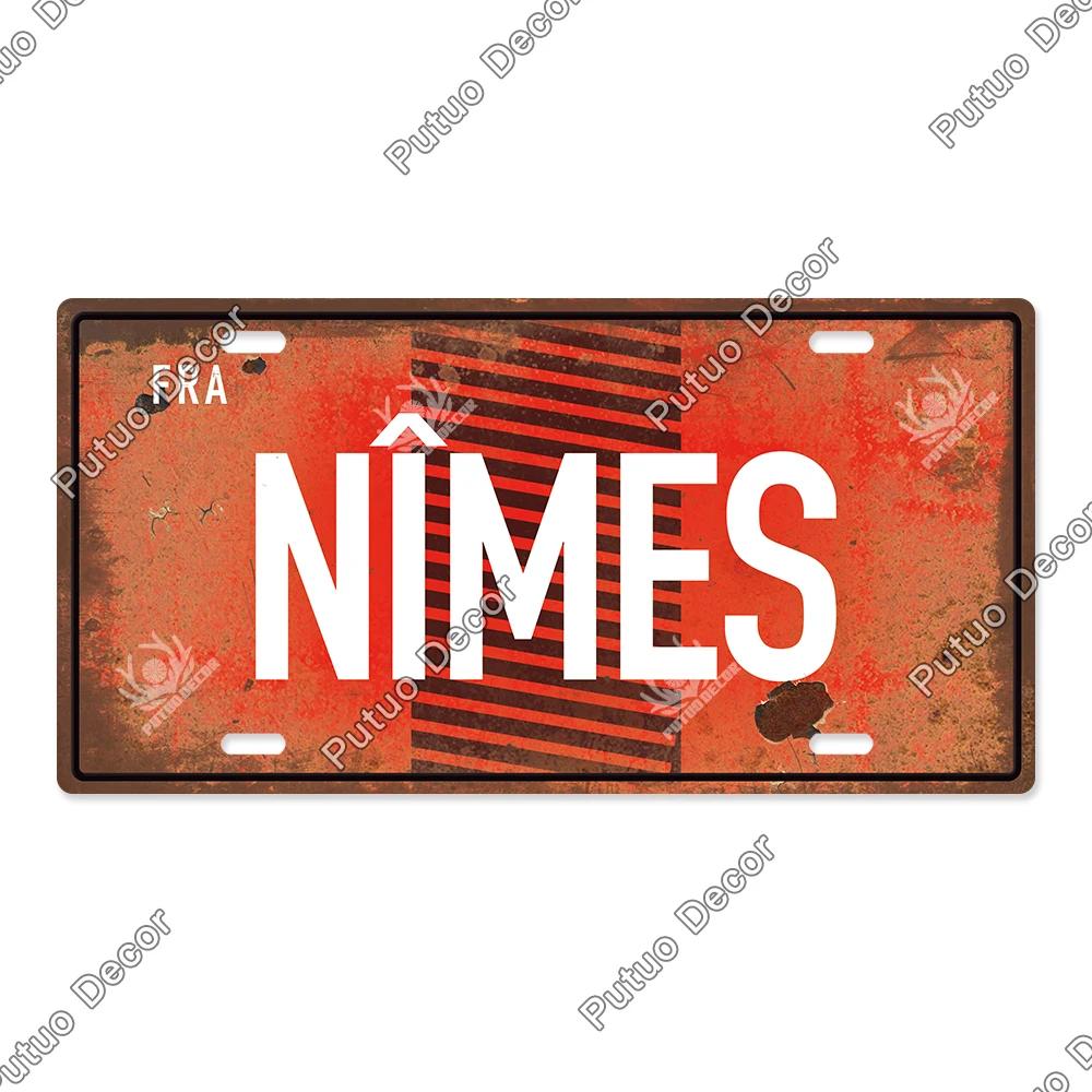 Putuo Decor French City Metal Sign Licenses Plate Plaque Metal Vintage Tin Sign Decor Bar Pub Man Cave Club Decoration