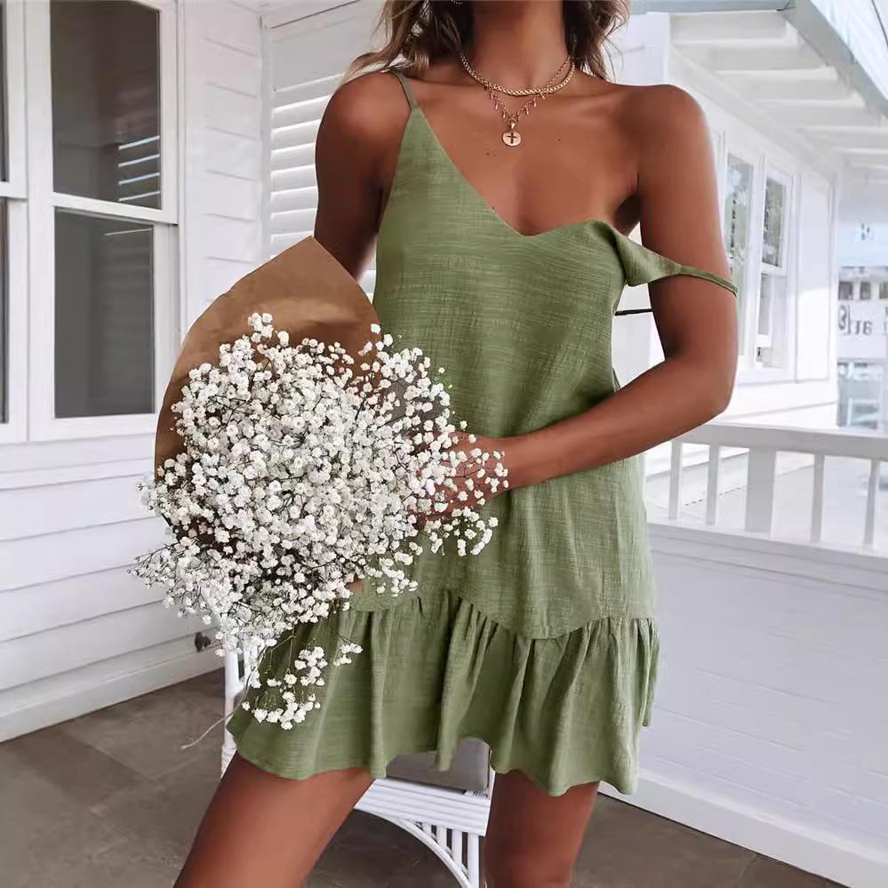 2026 Summer Fashion Sexy V-neck Spaghetti Strap Backless Dress for Women