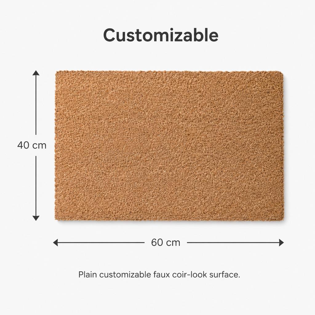 Coir Look Doormat Vintage Floral Text Design Welcome Mat Rug for Living Room Home Indoor Outdoor Housewarming Gift