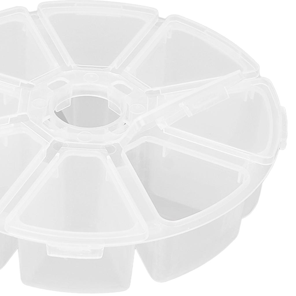 8 Fack Rund Klar Plastlåda Avdelare Förvaringsbehållare för Pärlor Smycken DIY Hantverk Nagelkonst Artiklar